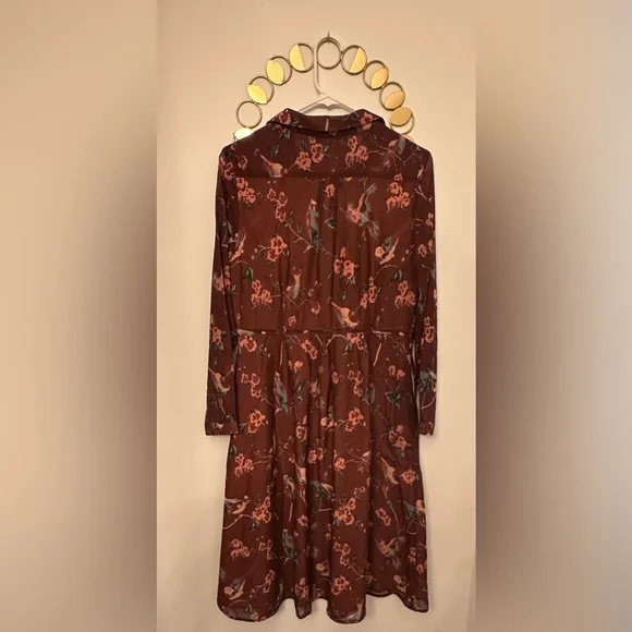 Pink Martini  Midi Dress Burgundy Floral Print Size Medium - Picture 5 of 6